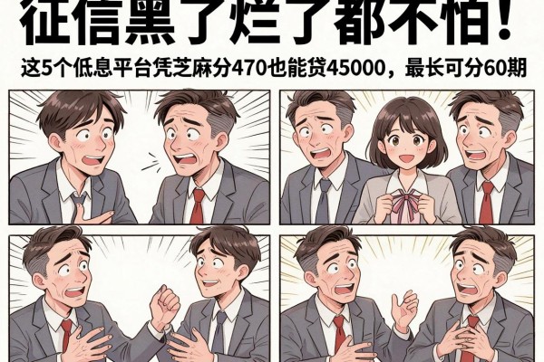 征信黑了烂了都不怕!这5个低息平台凭芝麻分470也能贷45000,最长可分60期