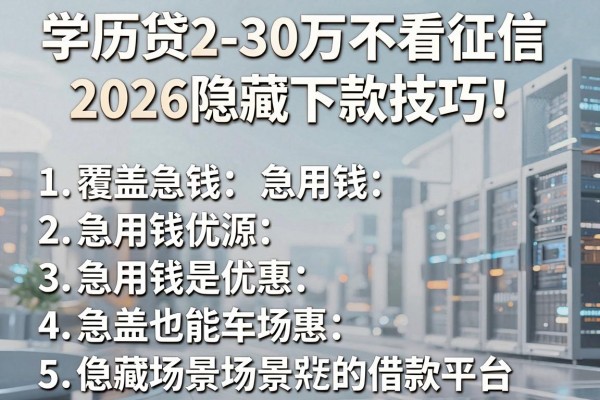 学历贷2-30万不看征信2026隐藏下款技巧!本文介绍5款覆盖急用钱场景的借款平台