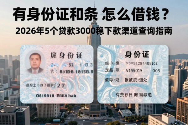 有身份证和条子怎么借钱?2026年5个贷款3000稳下款渠道查询指南