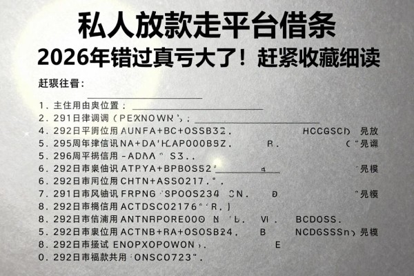 私人放款走平台借条,2026年错过真的亏大了!赶紧收藏细读